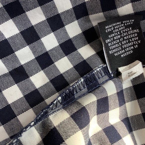 Gingham Victoria Beckham Boho Prairie Cottagecore Navy & White Top XS & XL Sizes - Picture 11 of 11